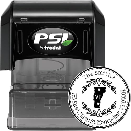 Miniatura 390 de Round State Love - Sello de dirección de devolución para Texas, uso con almohadilla de sello, mango de madera, sello de dirección de Texas