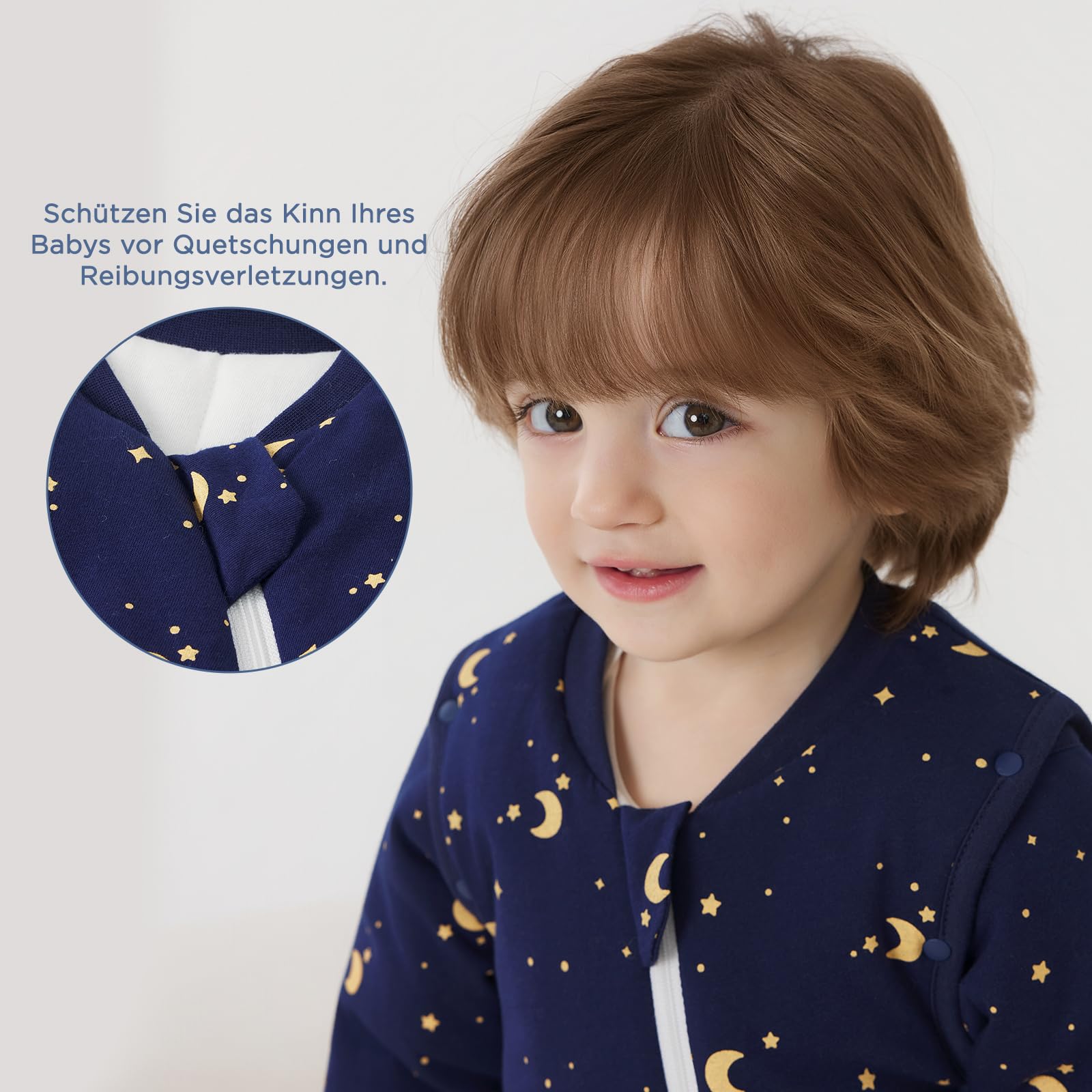Duomiaomiao Saco de dormir para bebé de 2,5 tog, 100 % algodón, con piernas, cálido saco de dormir para bebé con pies de 12 a 24 meses, luna