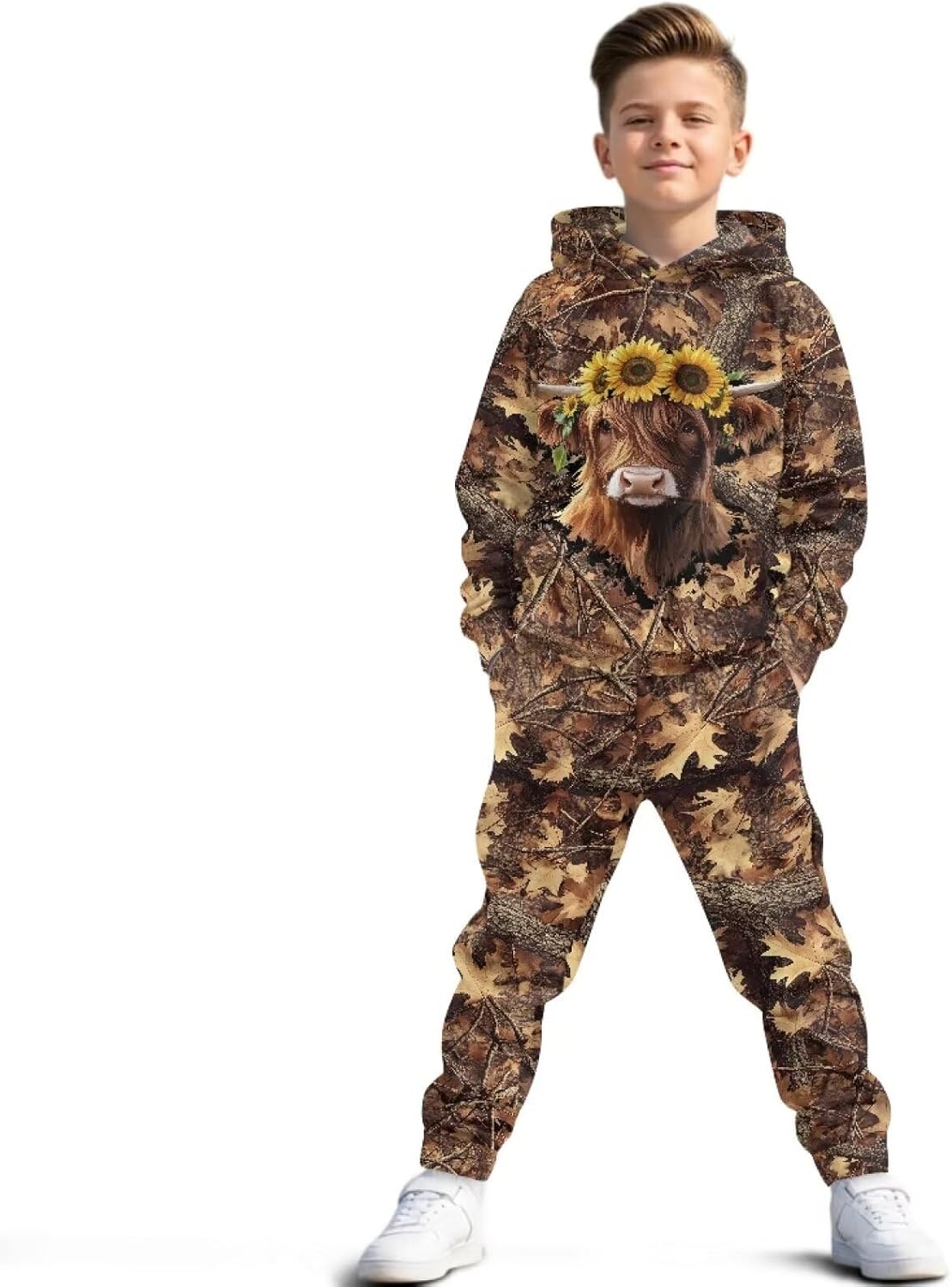 Pensura Kid Boy Girl Outfit Long Sleeve Pullover Hoodie and Jogger Pants, Graphic Printed Outfit Set of 2