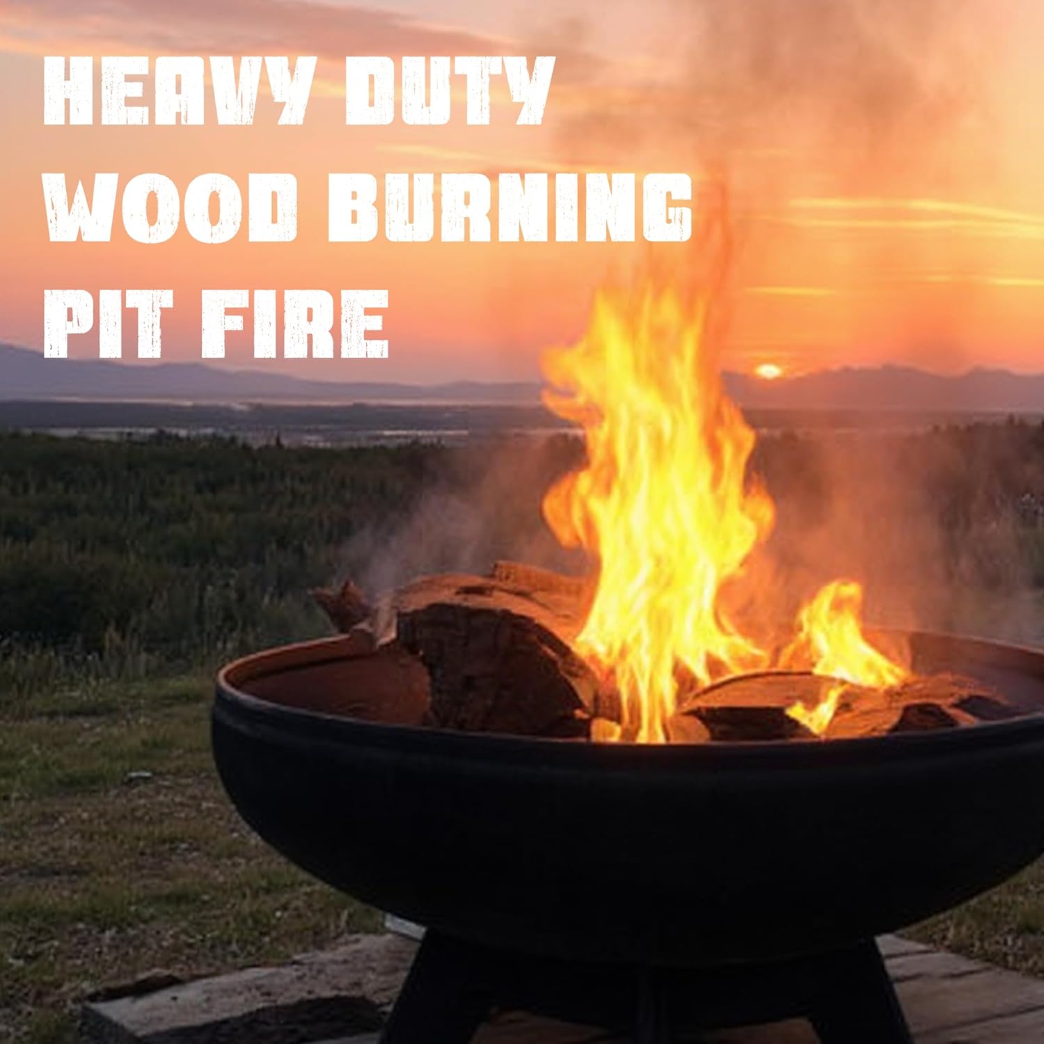 Liberty Fire Pit – Ohio Flame Wood Burning Outdoor Fire Pit - 36" Diameter with Hollow Base (Made in USA)