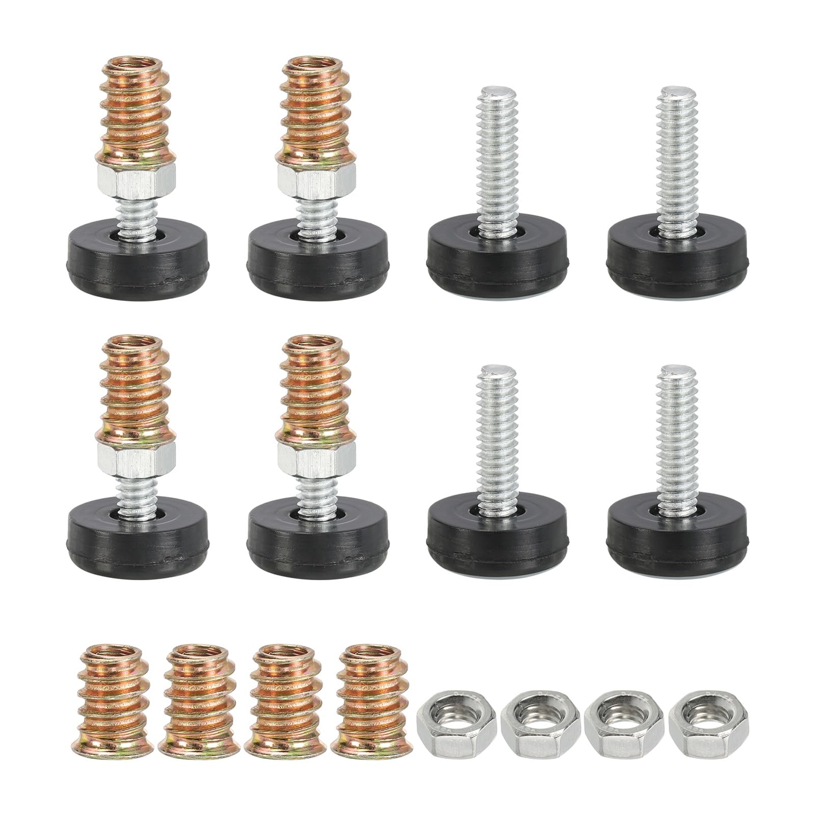 sourcing map 8Pcs Adjustable Furniture Leveling Feet, 1/4-20 UNC Furniture Legs Levelers, Threaded Adjustable Foot Pad for Tables Chairs Cabinets Sofa Raiser, 20mm Width