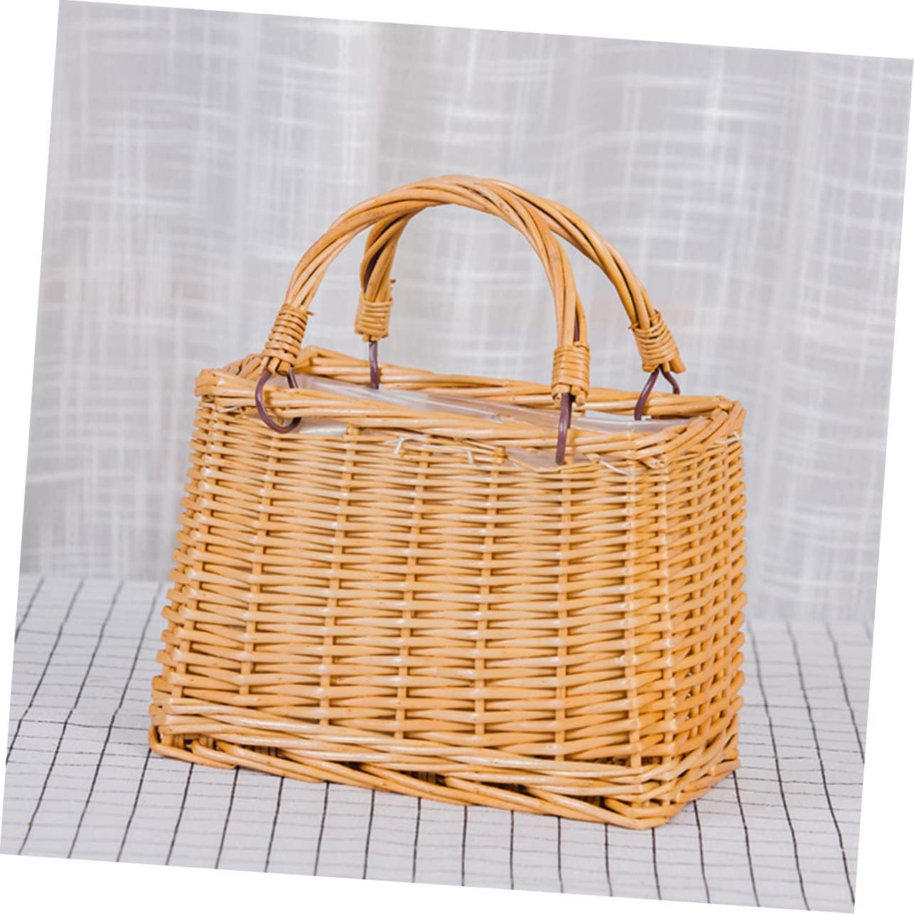 VANZACK 3 Pcs Handmade Rattan Baskets Decorative Storage Basket Flower Arrangement Rattan Bread for Home