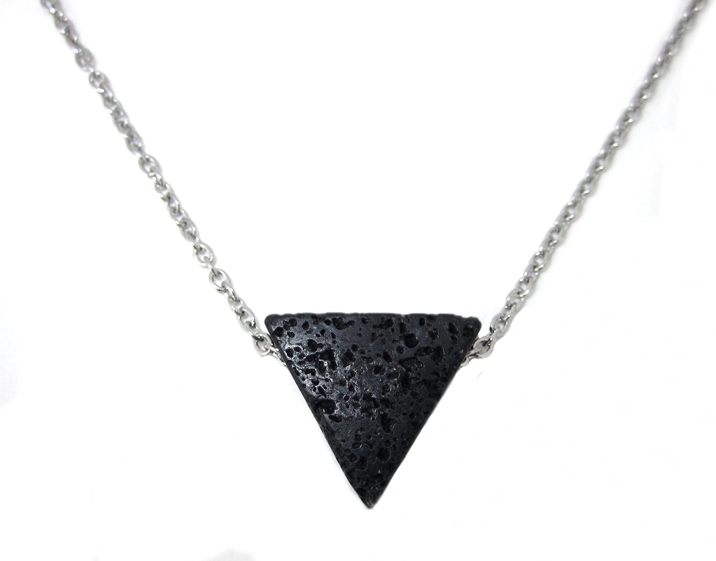 Jade Silk Lava Rock Triangle Aromatherapy Essential Oil Diffuser Necklace