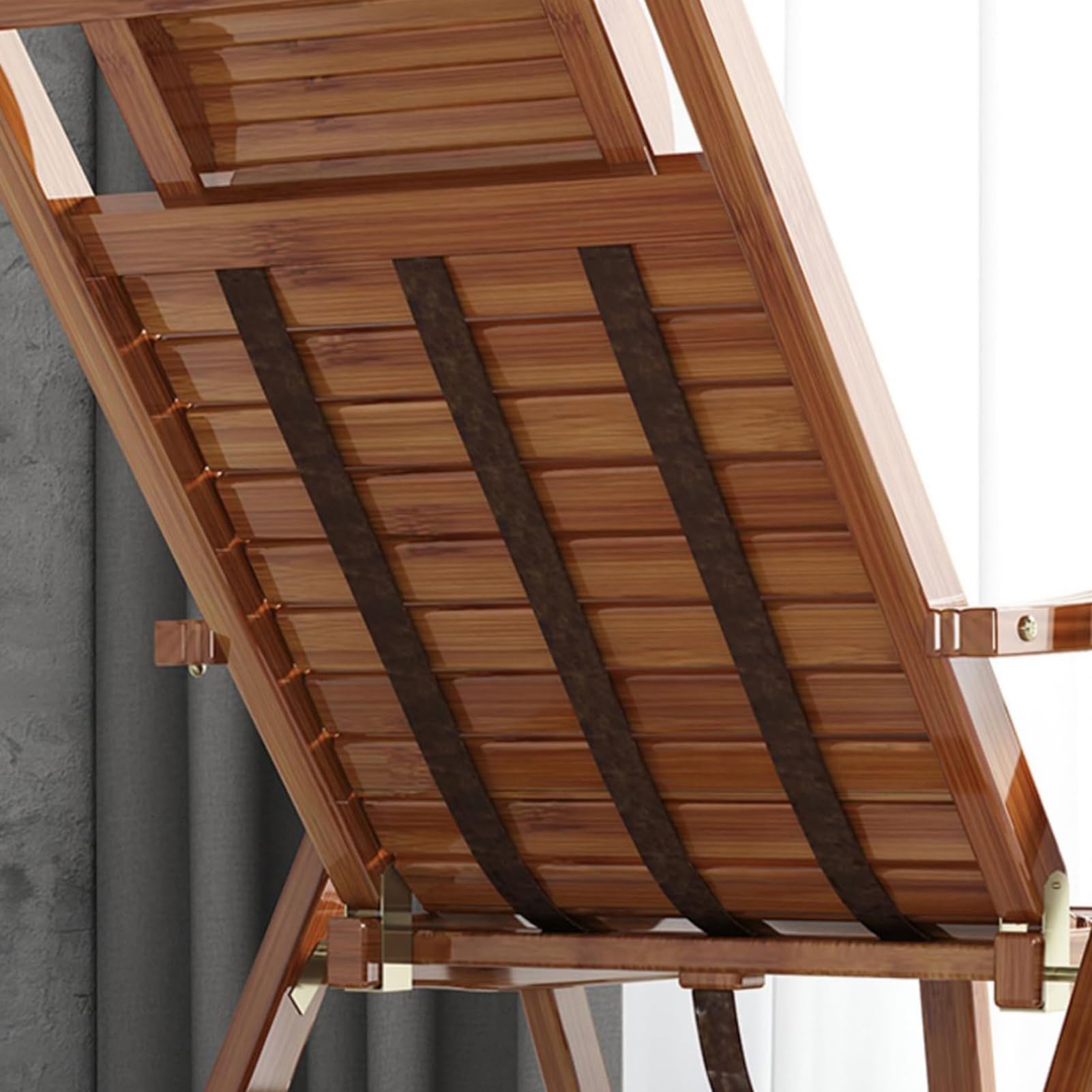 Sedia a sdraio regolabile in bambù con poggiapiedi, pieghevole, sedia da giardino con funzione reclinabile, in legno, per giardino, soggiorno, terrazza e balcone