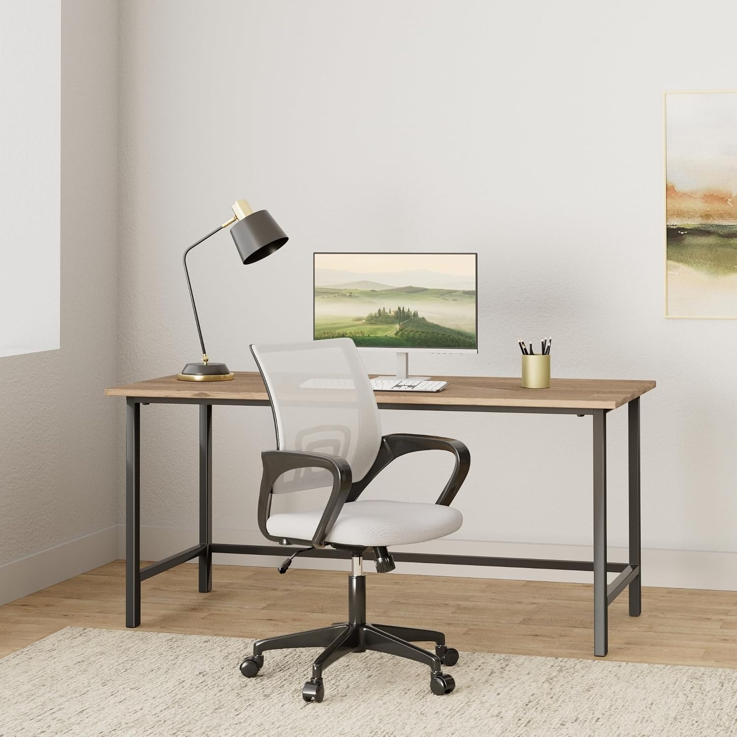 bestoffice | ergonomic office chair | mid-back swivel desk chair | breathable backrest & lumbar support | adjustable height | sponge seat | rolling wheels | grey | for adults & women | pack of 2 grey pack of 2