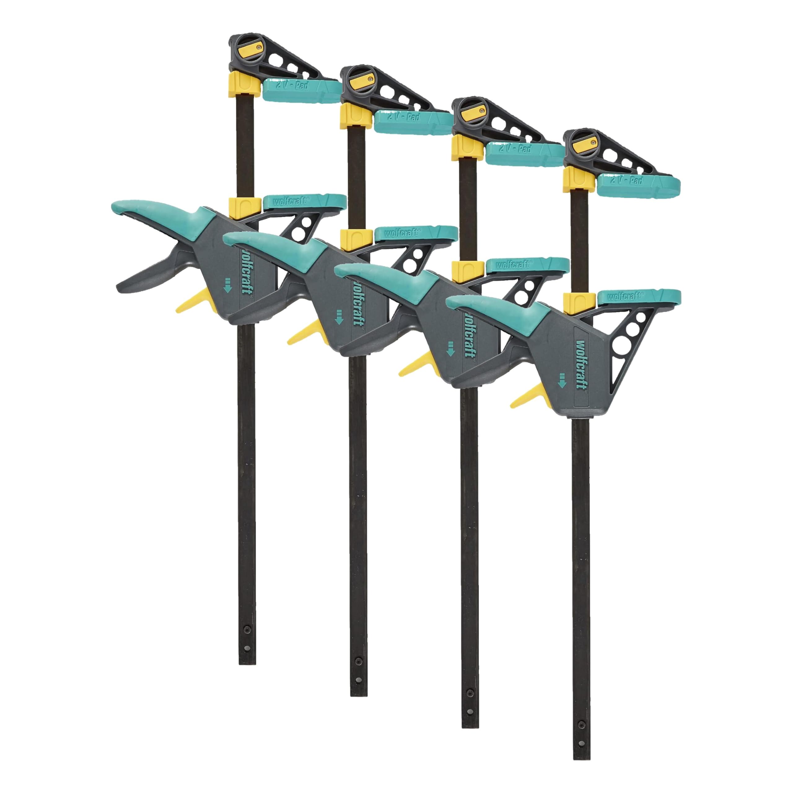 Serre-joint à une main wolfcraft EHZ PRO pour assembler vos meubles en bois seul dans votre atelier
