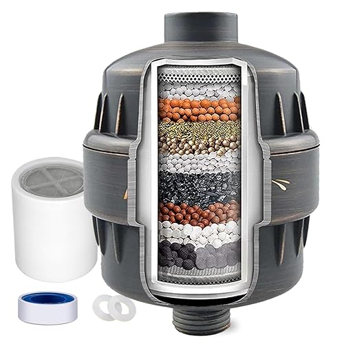 Filtro de agua de ducha, filtro de cabezal de ducha de 15 etapas para agua dura, filtros de agua de alto rendimiento para eliminar cloro y flúor,
