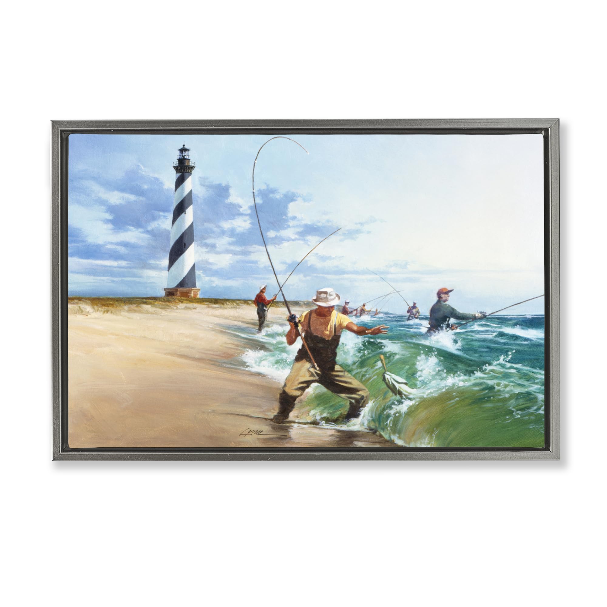 'Cape Hatteras Fishermen'| Floating Frame Canvas Art
