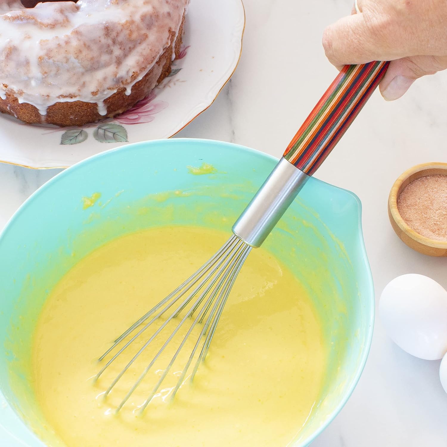 Totally Bamboo Baltique Marrakesh Collection Balloon Whisk, Stainless Steel with Ergonomic Wooden Handle, 11"