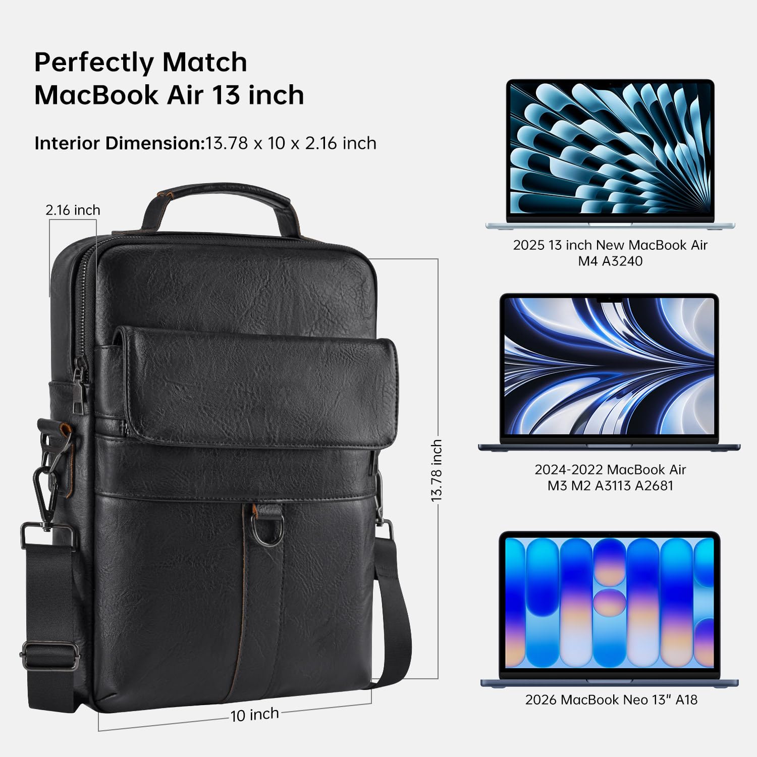 Sac à bandoulière en cuir pour iPad 11-13 pouces
