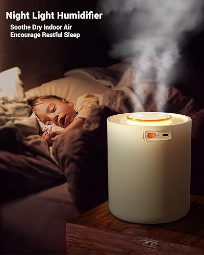 Miniatura 3 de Humidificador pequeño portátil, humidificadores pequeños de 50.7 fl oz para dormitorio de bebé, humidificadores portátiles de escritorio personal