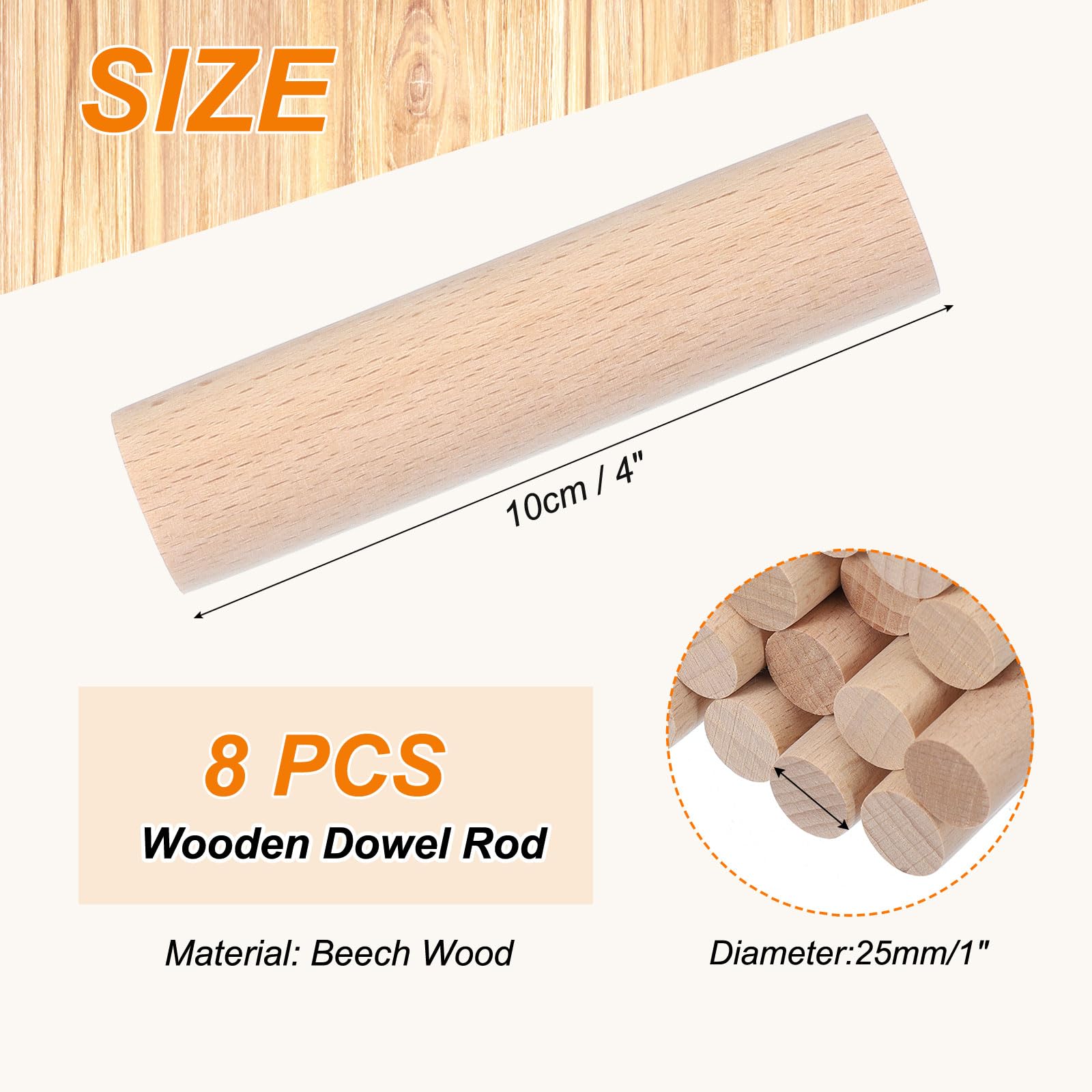 PATIKIL 1 x 4 Inch Wooden Dowel Rod - Image 2