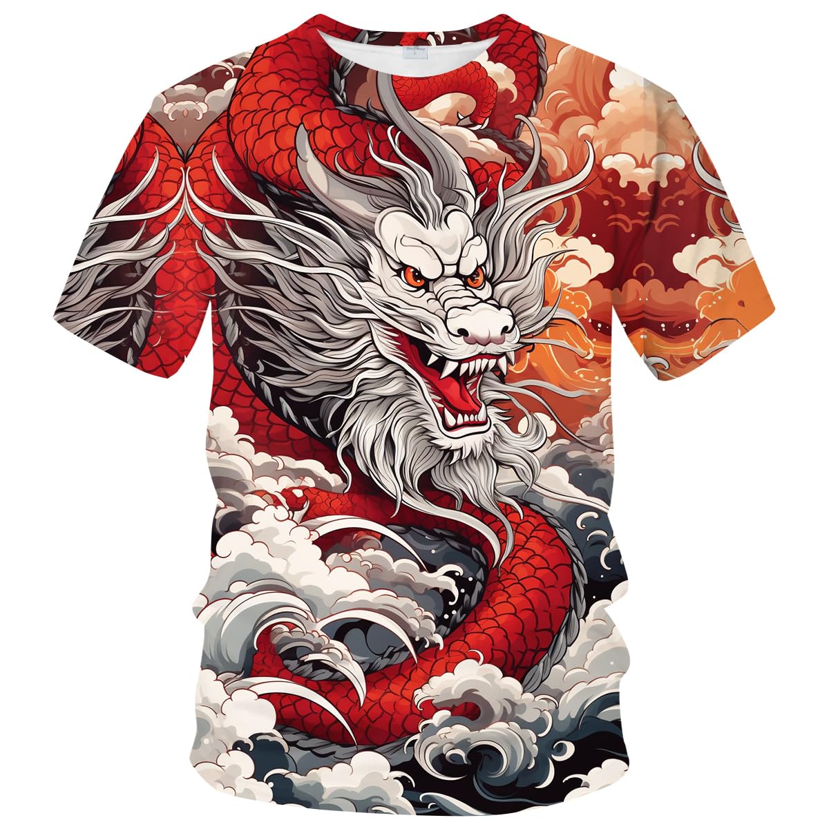 Snbidmk Men's Dragon Shirt 3D Fantasy Animal Themed T-Shirt Vintage Funny Short Sleeve Tees Tops