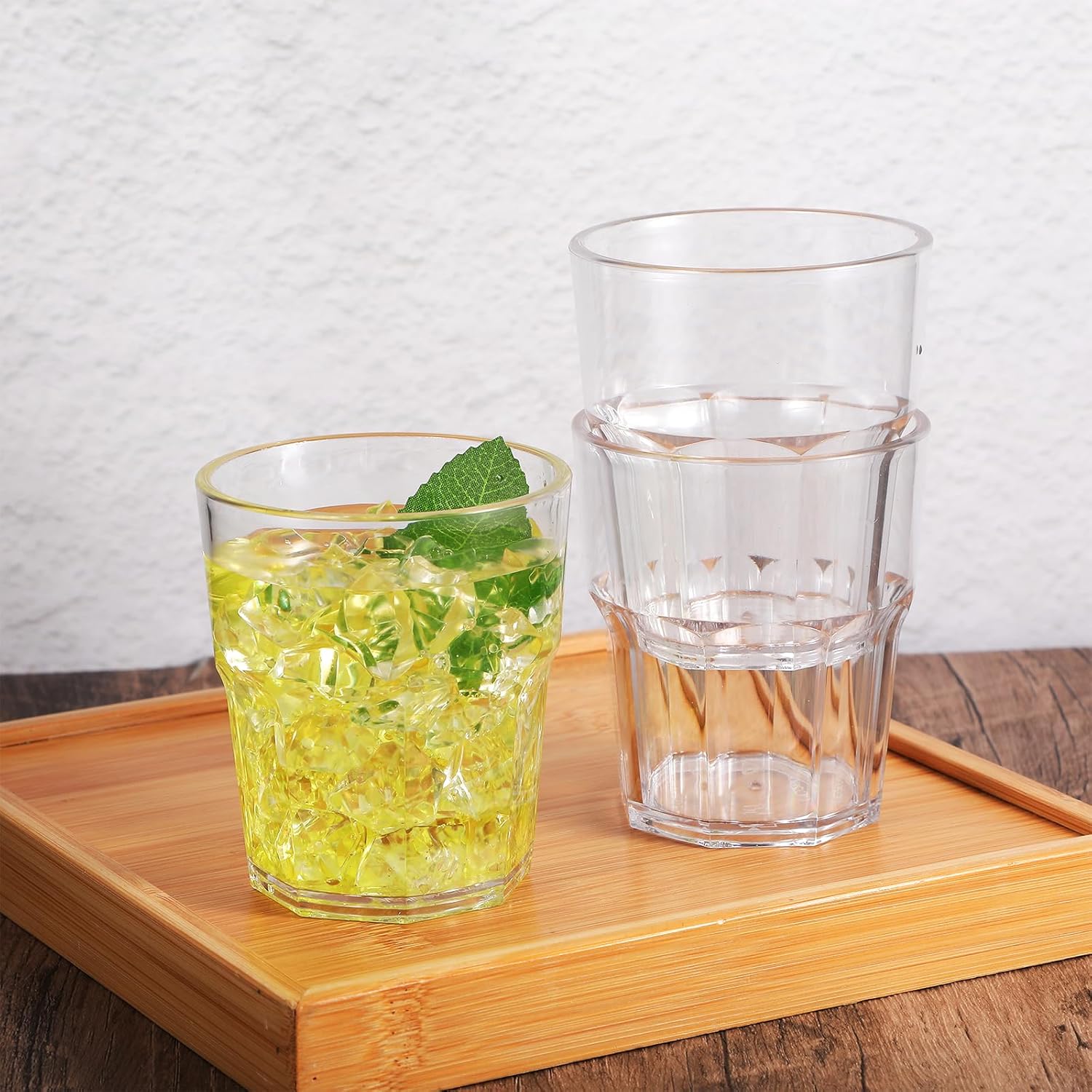 24 Pack Clear Plastic Drinking Glasses, 8 oz Shatterproof Stackable Reusable Water Cups, Unbreakable Tumblers for Juice, Water, Beverages, Coffee - Image 6