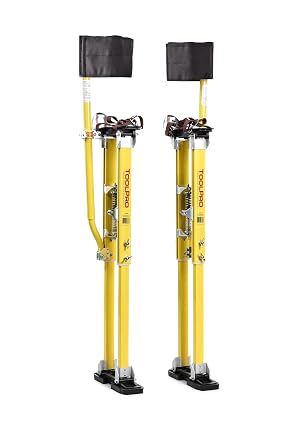 ToolPro Professional Grade Adjustable Drywall Stilts - for Drywall Installation, Painting, and More. Soft Strap Bands to Reduce Soreness and Smoother use 36-48 in., Magnesium