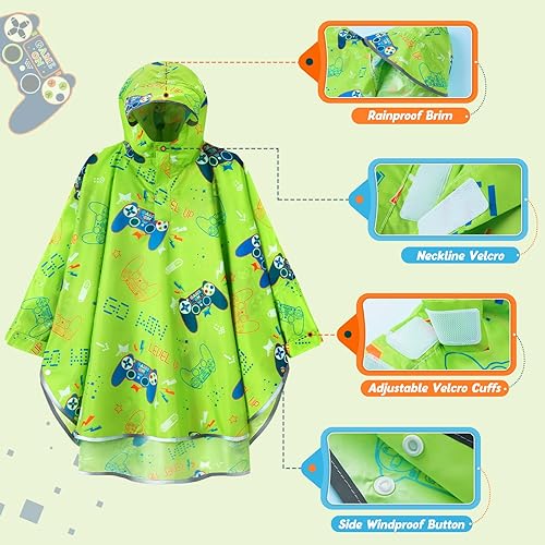 Vista 82 de WAWSAM Poncho de lluvia ligero para niños, impermeable, reutilizable Azul (Space Blue)