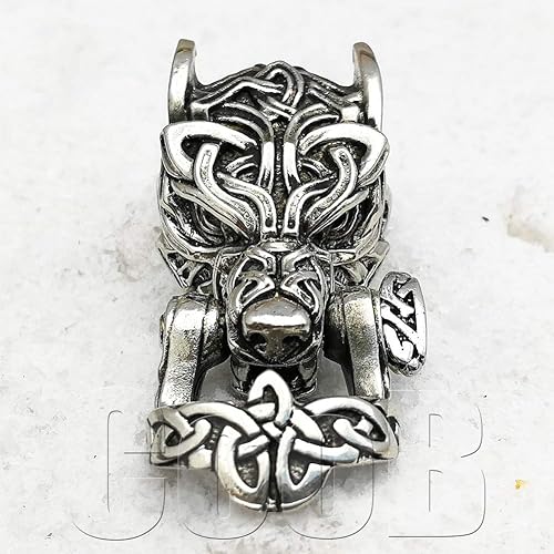 Miniatura 3 de EDC - Hebilla de paracaídas fundida a mano, grillete de lobo celta Fenrir. Hebillas de paracaídas de lujo, grilletes de cuentas para hacer pulseras