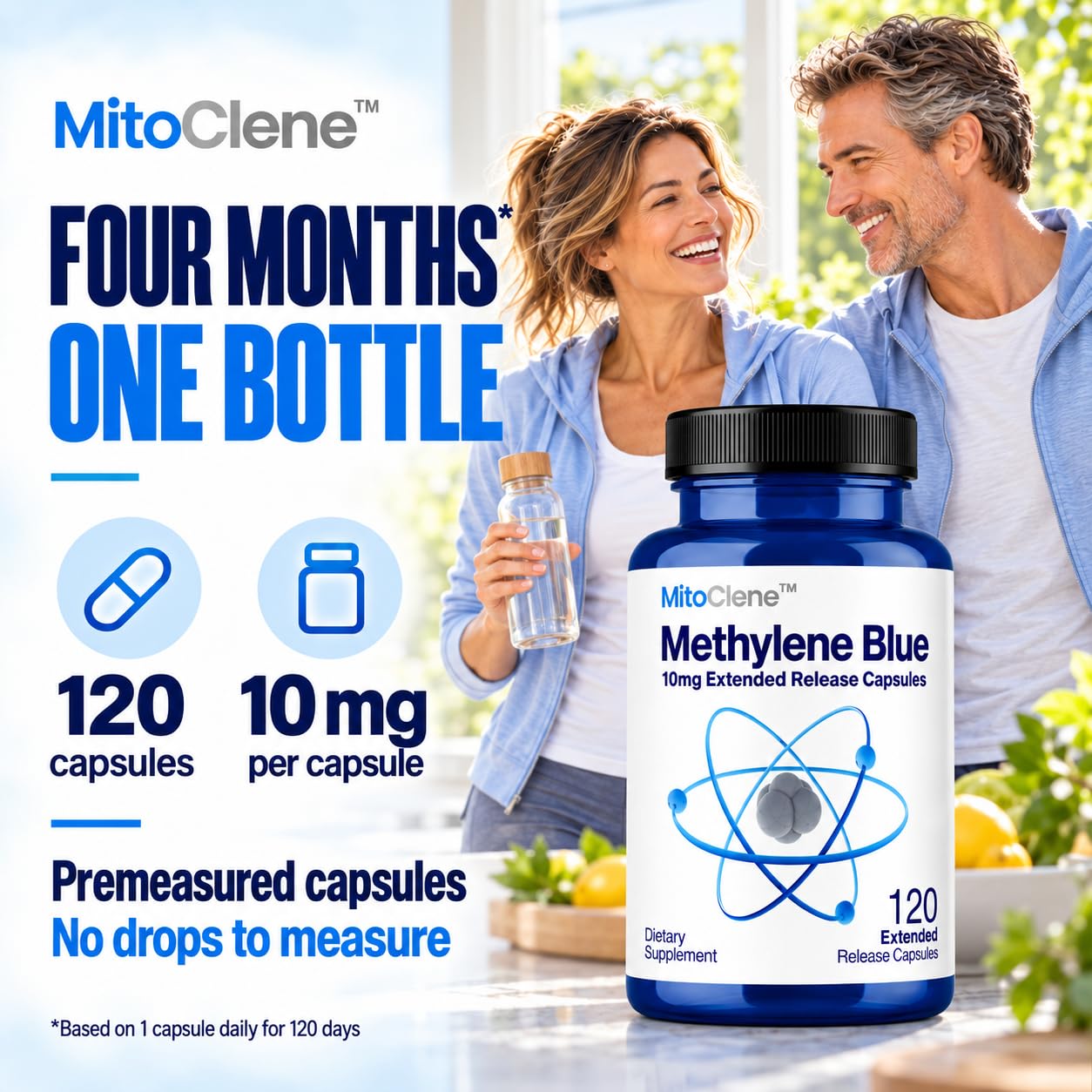 MitoClene 120 Extended-Release Methylene Blue Capsules 10mg Pharmaceutical USP Grade, 4 Month Supply, Advanced Delivery for Mitochondrial Energy Support, with Vitamin C & Zinc Picolinate — Amazon image 2
