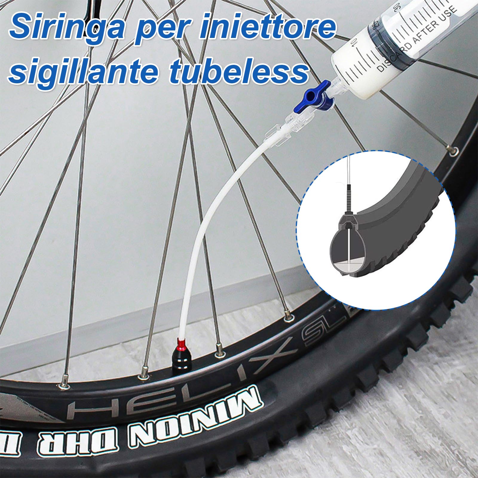 Siringa Per Sigillante Tubeless BORISCA Da 60ml - Kit Completo Con Accessori Per MTB E Bici - Foto 9