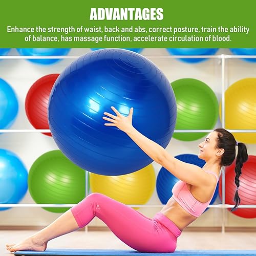 Miniatura 4 de Leyndo 4 pelotas de ejercicio de yoga de 26 pulgadas, para pilates, embarazo, parto, fitness, con bomba rápida, antiestallido, para mejorar la