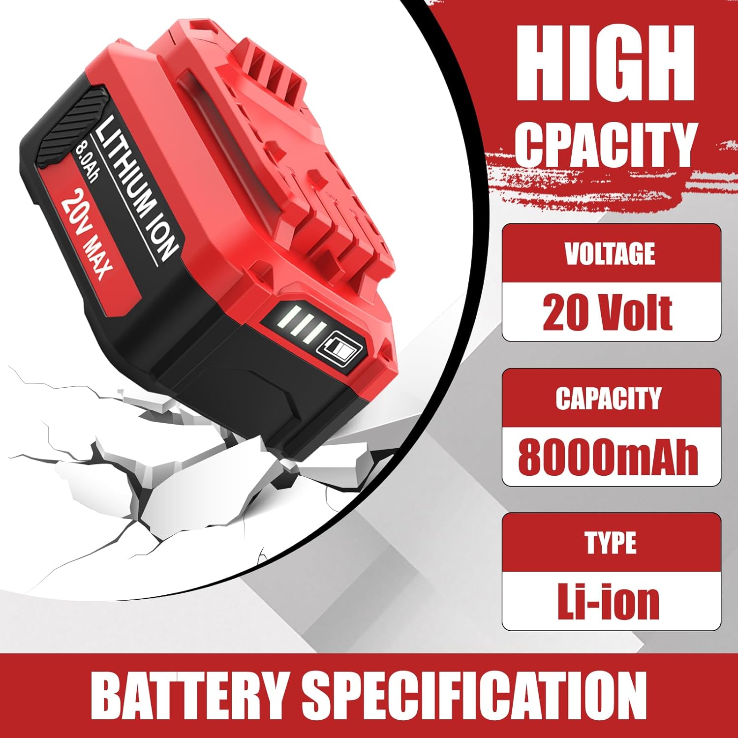 OHYES BAT CMCB206 Replacement Battery Compatible with Craftsman 20V Battery Lithium ion CMCB202 CMCB204 CMCB201 CMCB209 CMCB205 CMCS500 V20 Series Cordless Power Tool(Only for V20 Series) - Image 2