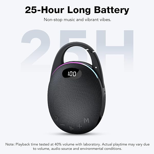 Enceinte Bluetooth Ultra-Portable, LED Écran, Mousqueton intégré, Bass Puissantes, son Pro, Basses Puissantes, 25H d'autonomie, Lumières RGB, Appairage TWS,AUX,TF, pour l'extérieur/La Fête/Voyage,Noir - 3