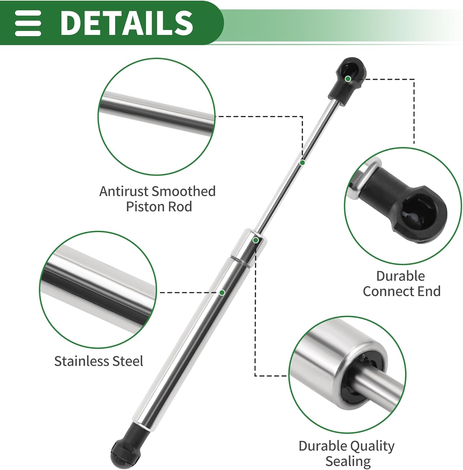 Motoforti 10inch Stainless Steel Lift Support Struts Marine Gas Spring 35lb/160N/16kg for Boat Hatch Window Door Lid 2 Pcs