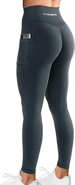 A AGROSTE Workout Leggings for Women Seamless Scrunch Butt Lifting Leggings Booty High Waisted Yoga Pants Comfort Tights
