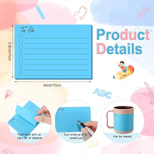 Miniatura 2 de Pajean 9 Piezas450 Hojas Lista de Tareas Notas Adhesivas 3x4 Pulgadas Almohadillas Autoadhesivas con Líneas Notas Adhesivas de Planificador