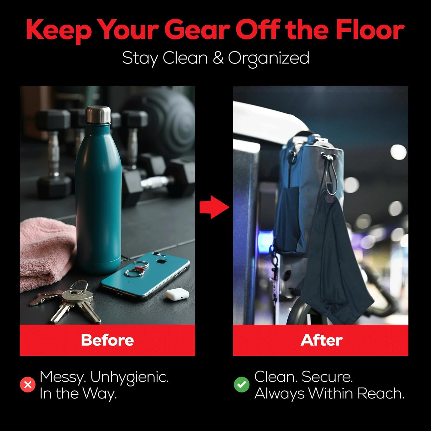 MAGNACE Magnetic Gym Bag Bundle, 3-in-1 Set with Water Bottle Holder, Magnetic Pouch, Towel & Sling Bag – For Men & Women - Image 7