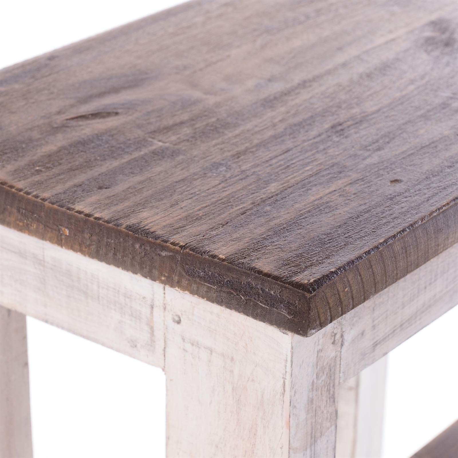 PFLANZENTREPPE Step | 46x37x37 cm (HxBxT), Altholz, zweistufig | rustikales Blumenregal, Pflanzenhocker, Deko-Ständer, handgefertigt | Farbe: 05 weiß-Natur