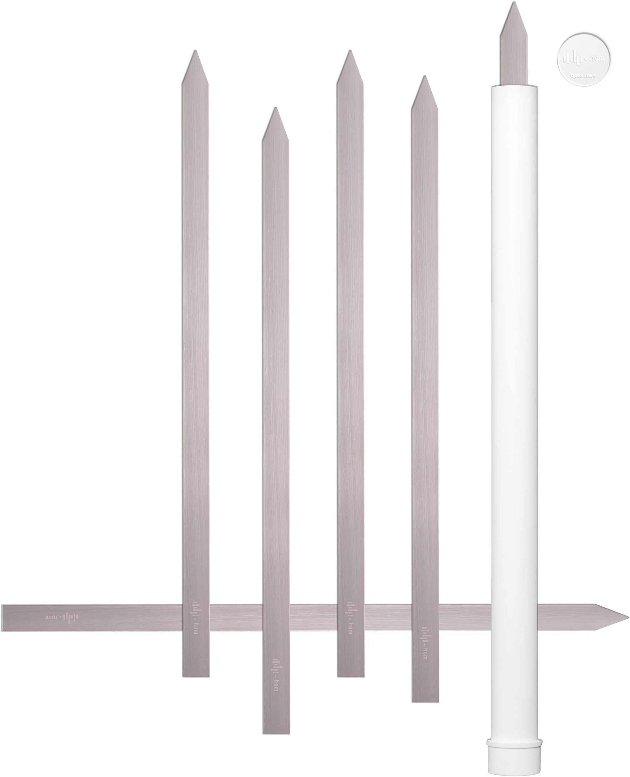 + HOM 6 Kebab 1" Wide Flat Skewers, Stainless Steel, No-Wood Handle, Koobideh Persian Kabob, Carrying Case