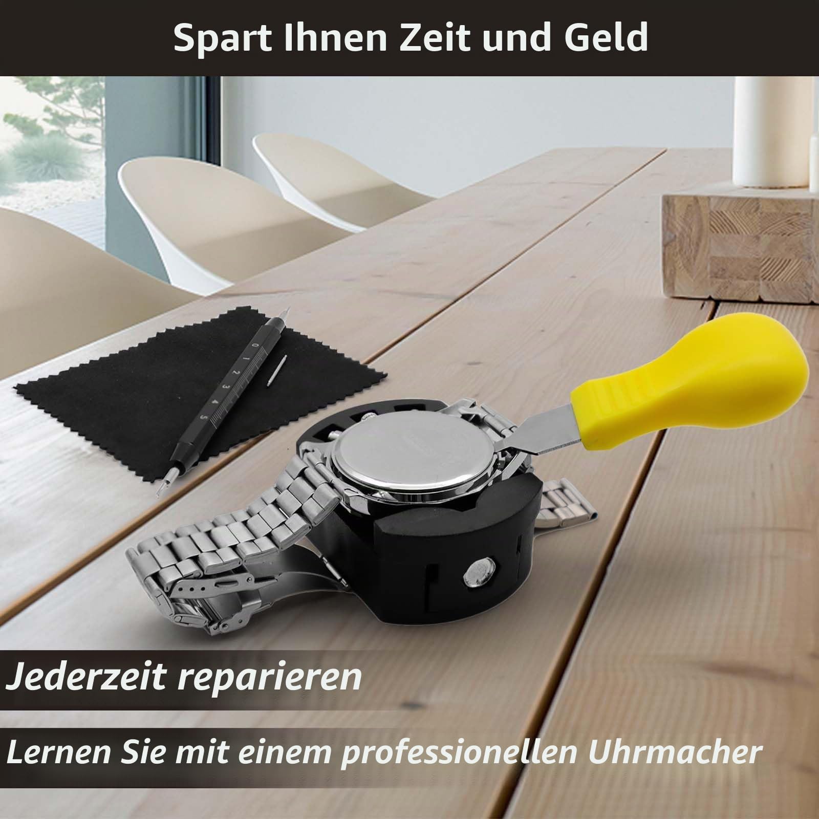 Professionelles Uhren Reparatur Set, GLDCAPA Uhren Reparatur Werkzeuge mit Tragetasche, Werkzeug zum Entfernen von Uhrengliedern, Uhrengehäuseöffner, Uhrenpresse Set mit 60 Uhrenbatterien