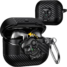 Samsung Galaxy Buds 3 FE/Buds 3 Pro/Buds 3 K l f Kapak Kafatas  Kilitli ve Anahtarl kl  Erkekler i in, Komik Karbon Fiber Darbeye Dayan kl  Sert Kabuk  skelet Kapak Galaxy Buds 3 Pro i in