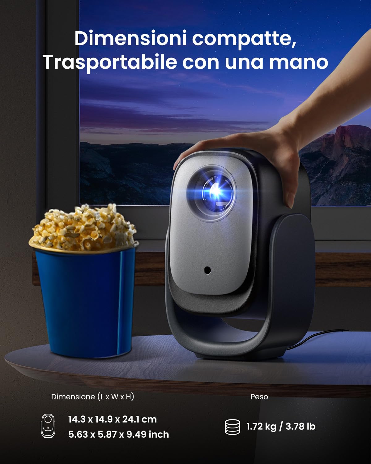 Proiettore Dangbei N2mini con Supporto Regolabile, licenza ufficiale Netflix, 1080p Nativo, Audio Dolby, Wi-Fi 6 e Bluetooth 5.2, messa a fuoco automatica