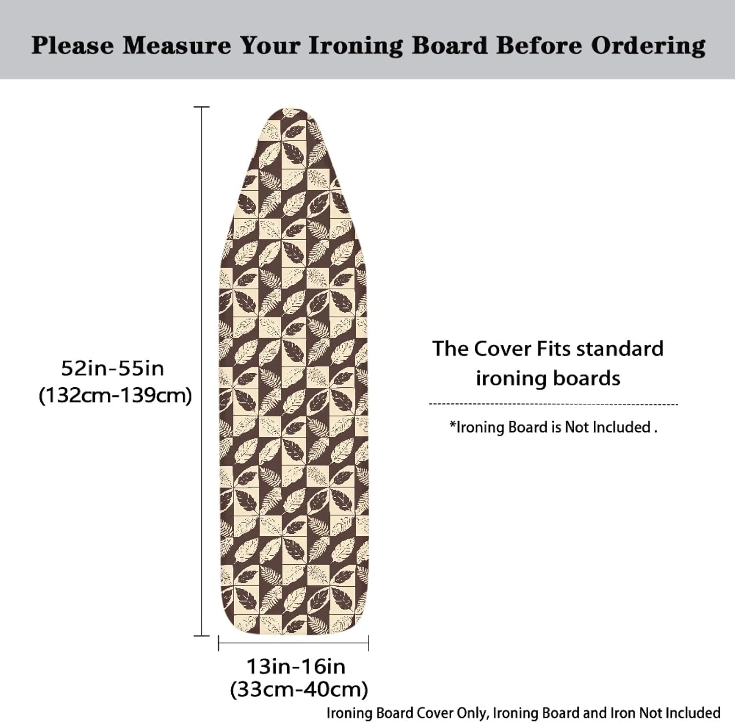 Flowers Ironing Board Cover,16"x55" Standard Ironing Board Cover with Elastic Edge and Hook and Loop Fasteners, Scorch & Stain Resistant, Polyester Home Ironing Board Covers, Old Flower Art