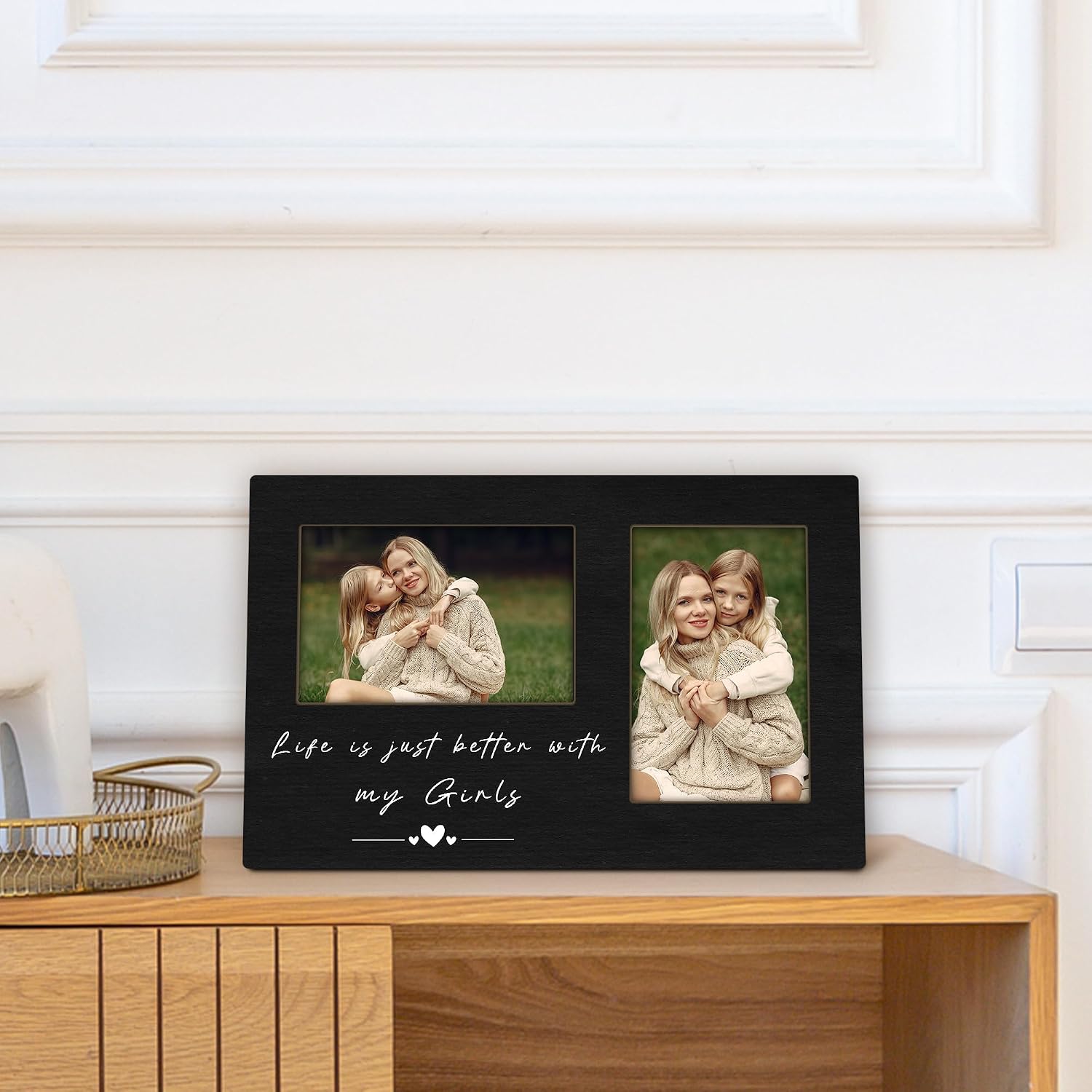 Mother Daughter Double Picture Frame - Display Two 4x6 Photos, Girl Mom Gifts Wood Photo Frame for Wall Tabletop Display, Mom Gifts from Daughter Photo Frames for Home Bedroom Room Decor image 2