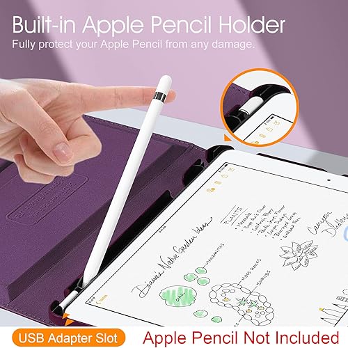 Miniatura 4 de Funda giratoria Fintie para el nuevo iPad de 7a generación de 10.2" de 2019. Portalápices integrado Funda protectora inteligente giratoria de 360