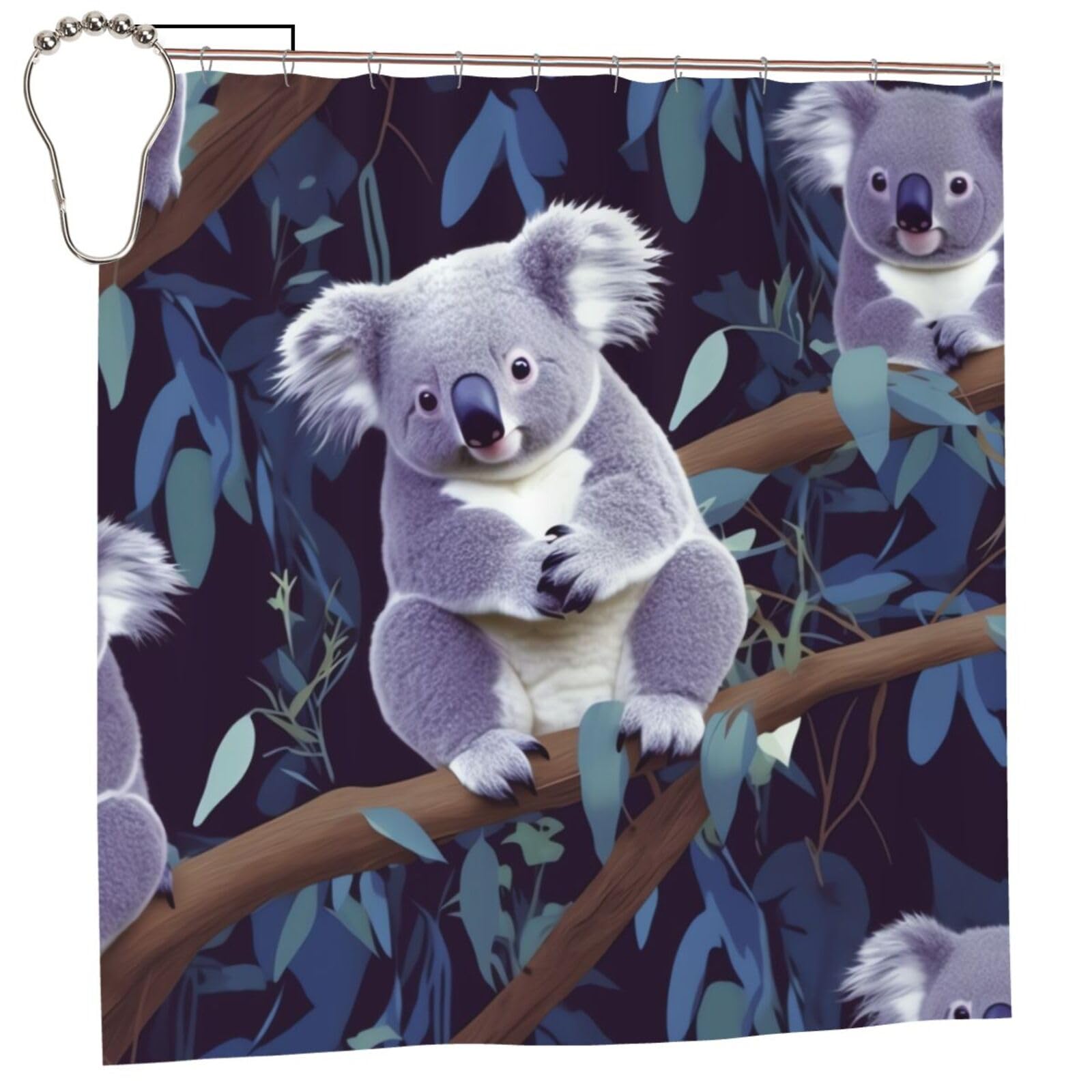 FodPand Lovely Koala Shower Curtain 70"x70" Waterproof Long Bathroom Curtain Heavy Duty Thick Cloth Bath Curtain Set with Hooks, Modern Abstract Art Pattern Bathroom Shower Curtains
