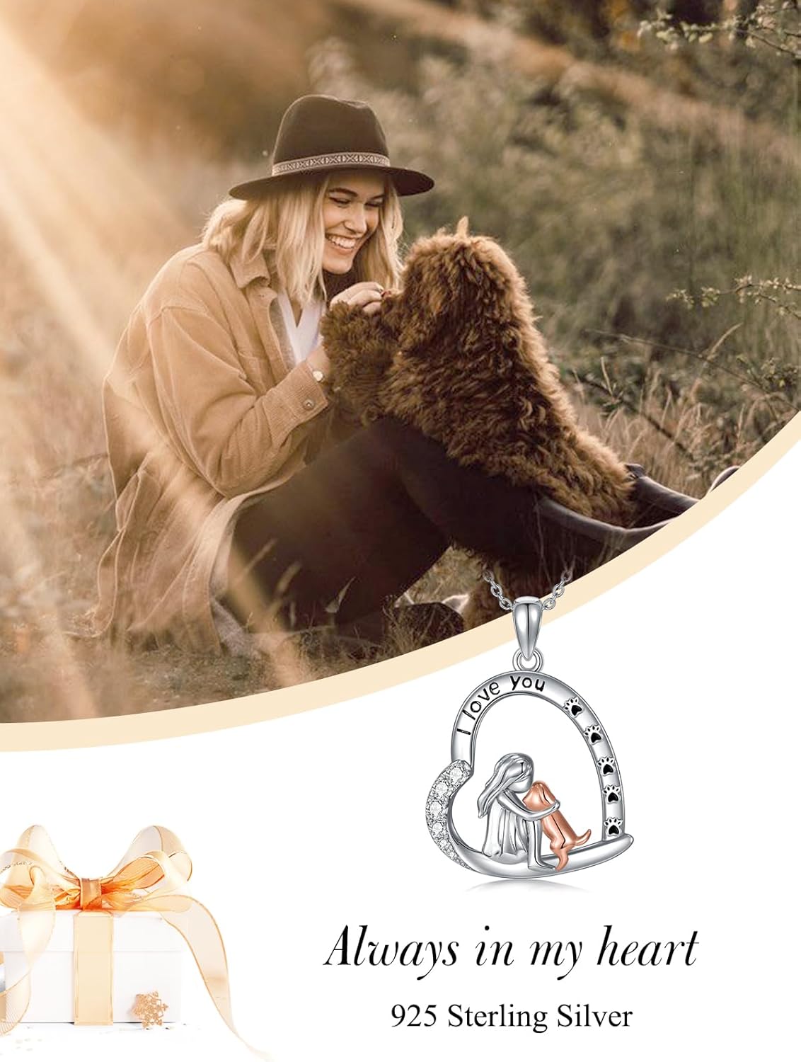 YYB Valentines Day Gifts Heart Annimal Necklaces Sterling Silver Dog/Horse/Owl Necklace for Women Anniversary Birthday Gift for Her Daughter - Image 6