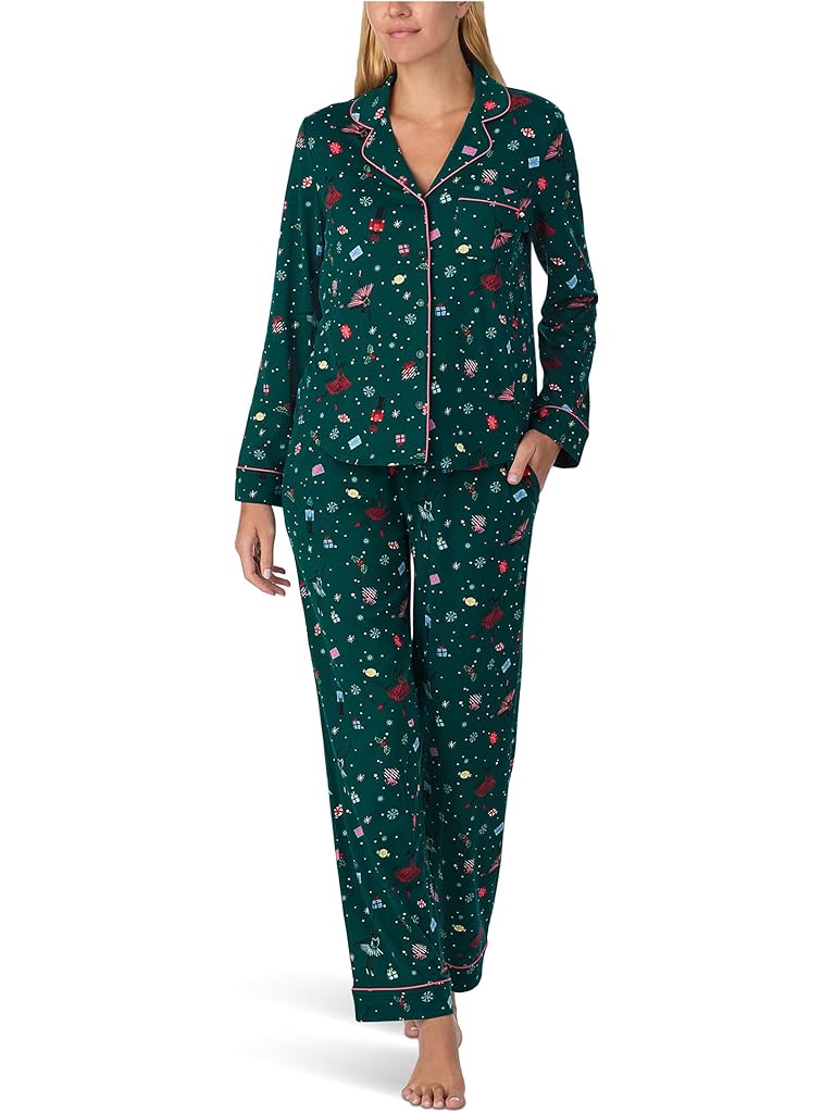 Green Kate Spade New York Cozy Jersey Notch Pajama Set