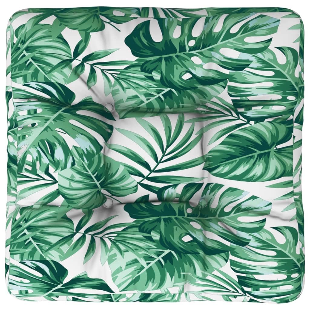 vidaXL Cojín para palés Tela Estampado de Hojas 58x58x10 cm