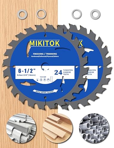 Miniatura 1 de Hoja de sierra circular de 6 12 pulgadas, 24 dientes, corte suave a través de madera, laminado y madera contrachapada con hoja de acabado y recorte