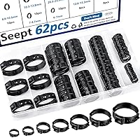 Vista 9 de Kit surtido de 170 piezas de abrazaderas de manguera de una oreja de acero inoxidable 304 de 13 tamaños, abrazaderas de manguera de crimpar de 5.3