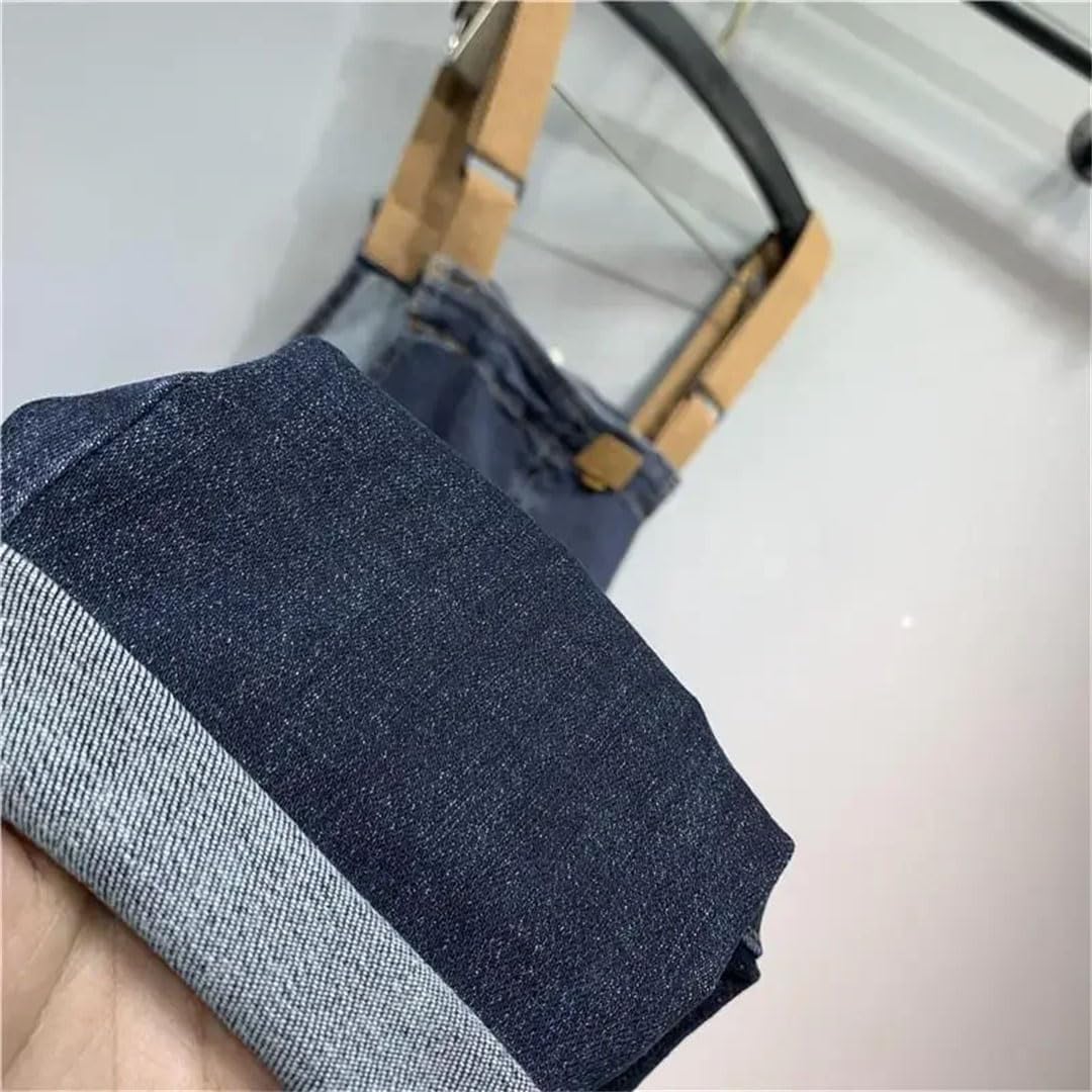 Men's Strap Jeans Large Size Big Pockets Casual Denim Pants Loose Casual High Waist Daily Cargo Cowboy Trousers
