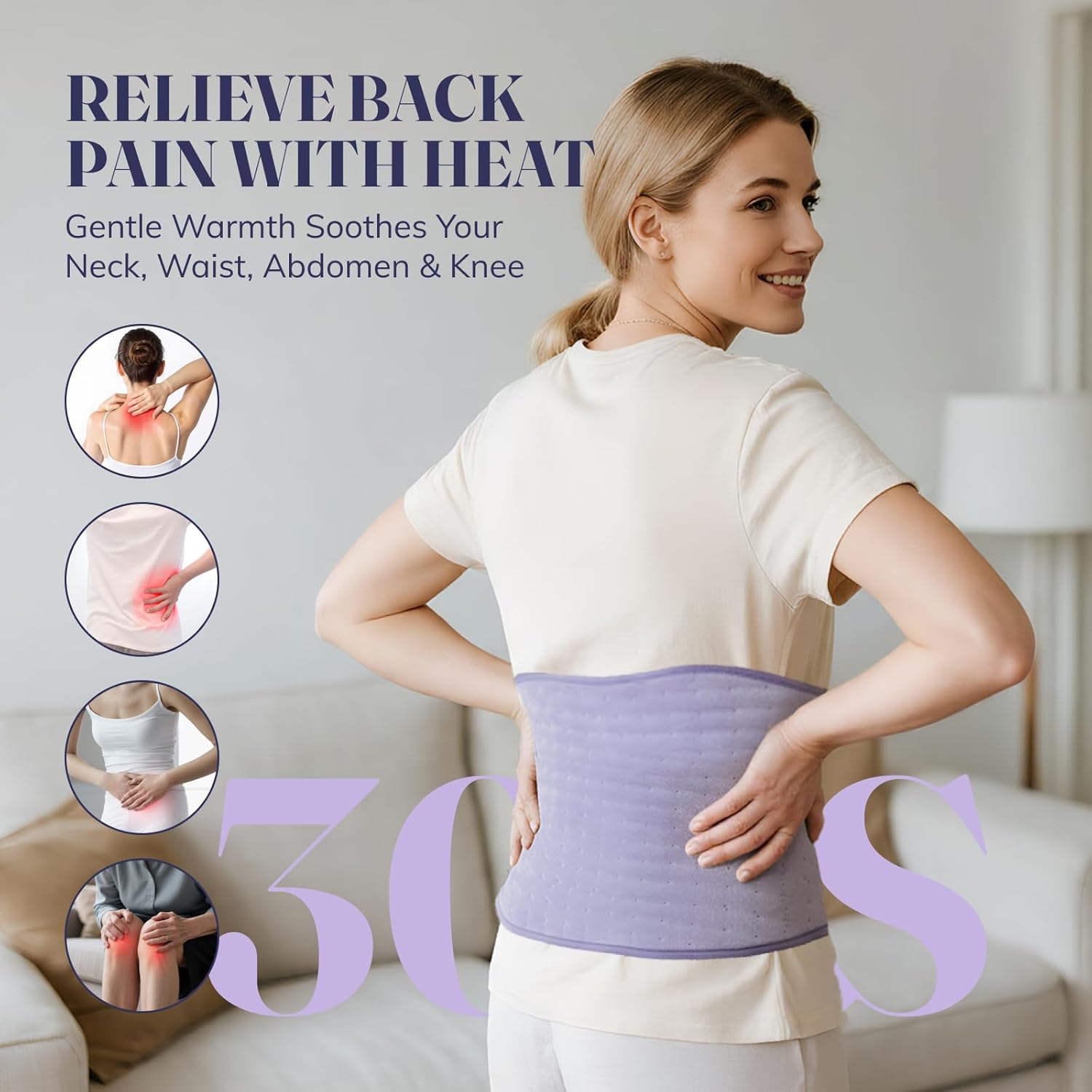 Heating Pad for Period Cramps and Back Pain Relief, Electric Heating Pad with 6 Heat Levels & 4 Timers, Moist Heat Pad for Neck, Shoulder, Abdomen, Ideal Gifts for Women - Image 2