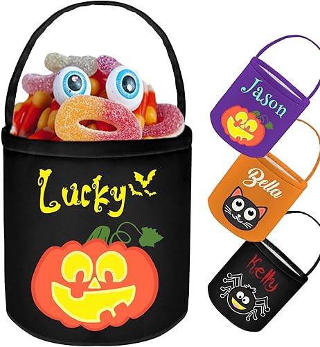Bolsa de dulces personalizada con nombre personalizado para niños, bolsa de lona grande para niñas, niños y bebés, color negro