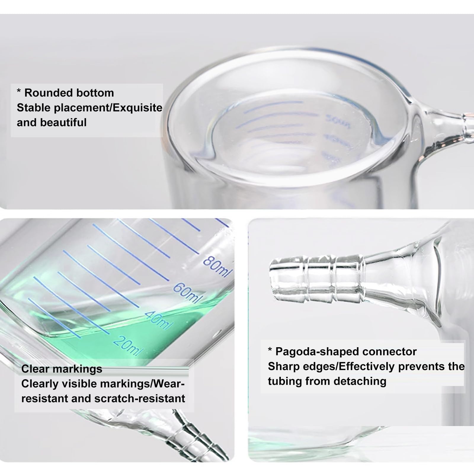Becher in Vetro Borosilicato A Pareti Spesse, Reattore da Laboratorio in Vetro Borosilicato A Doppio Strato da 3,3 Litri per Riscaldamento E Miscelazione Sicuri. 50ml