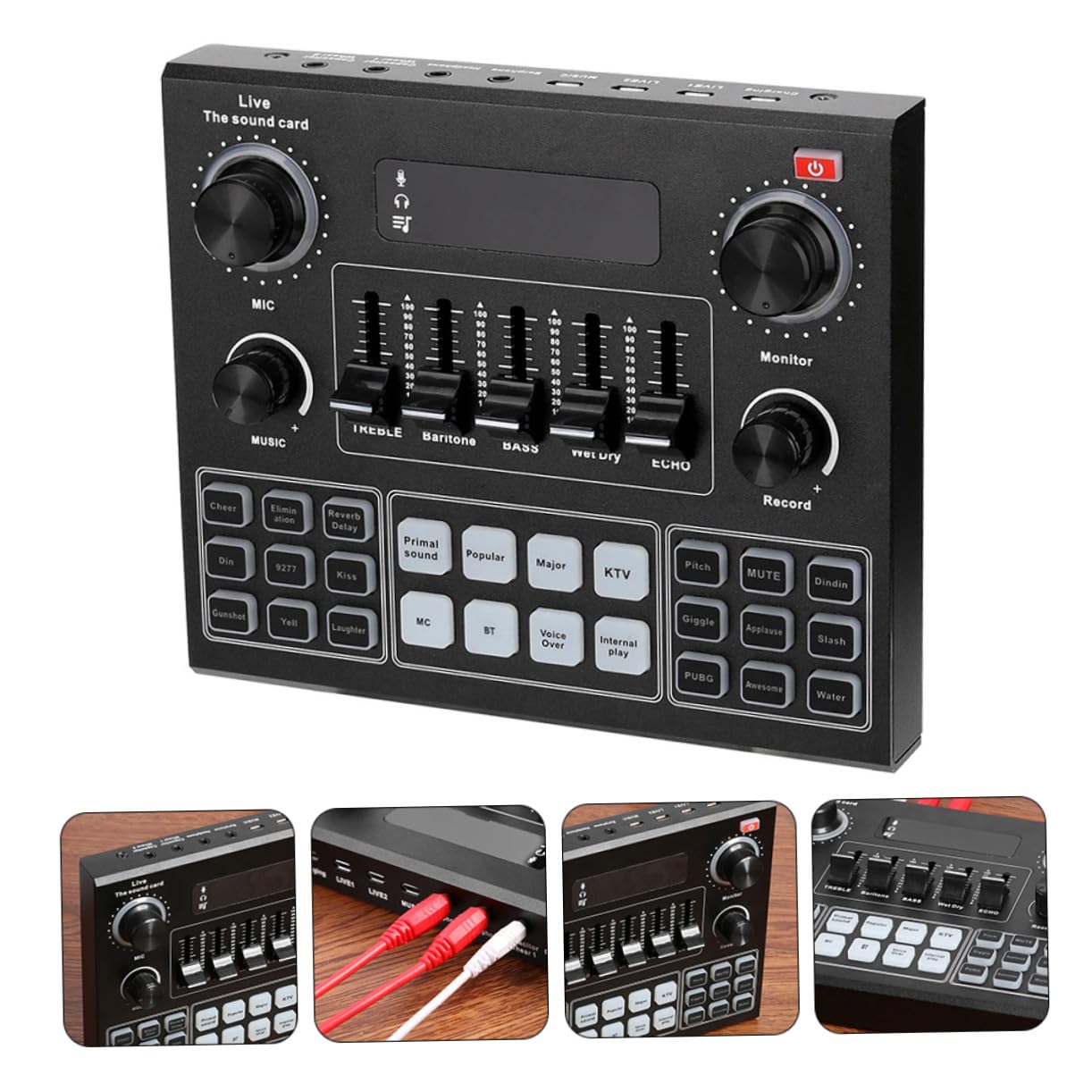 Tarjeta de Sonido Externa Portátil para Teléfono Móvil y Computadora, Dsp de 32 bits, 4 Efectos Personalizados y Conexión Inalámbrica Estable, Adecuado para Transmisión en Color Aleatorio