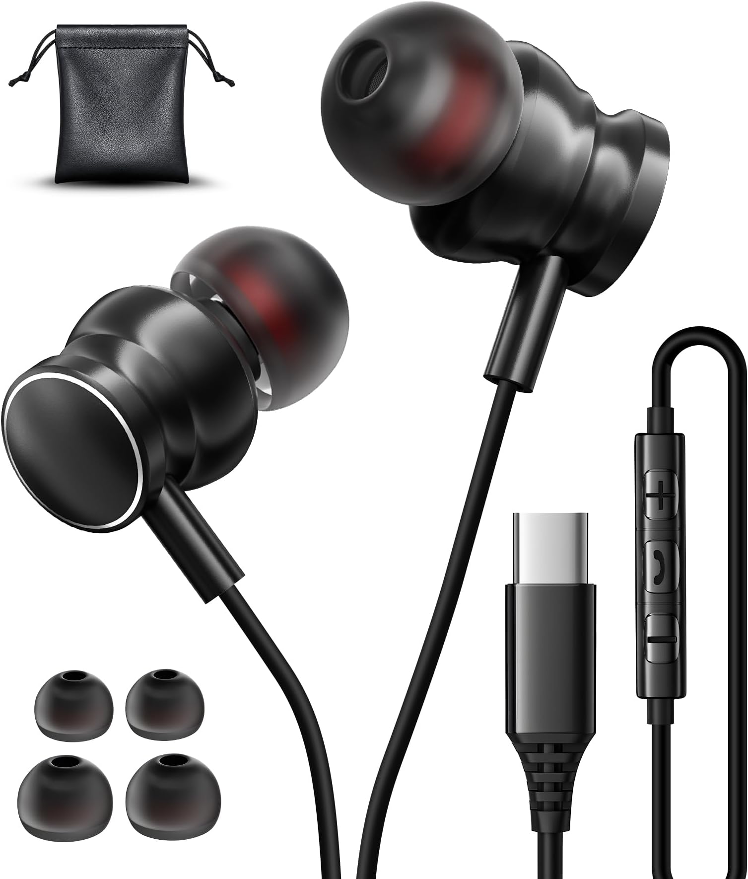 - USB C Headphones for iPhone 17 Pro 16 Wired Earbuds for iPhone 15 Pro Max with Mic Volume Control Stereo Noise Cancelling, Type C Earphones for Samsung Galaxy S25 Ultra/S24/S23/S22 Pixel 8a 9 Android